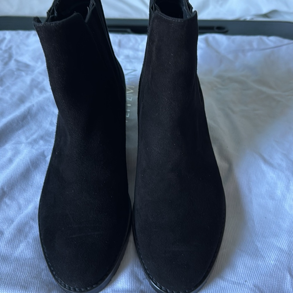 Stuart Weitzman Basilico Black Suede Flat Ankle Booties Size 6 - Picture 10 of 11